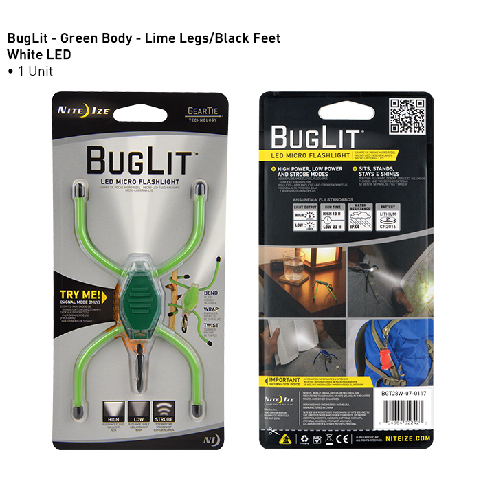 

Светящийся Маркер Nite Ize Buglit - Green - Lime Legs/black Feet