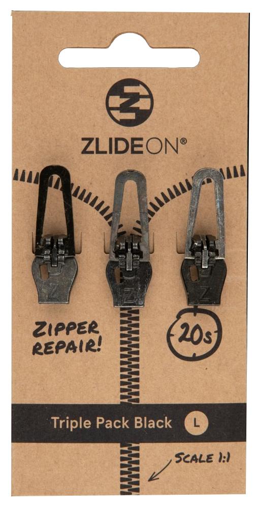 Набор бегунков для молнии ZlideOn Metal Zipper L, Plastic Zipper L, Narrow Zipper L Black
