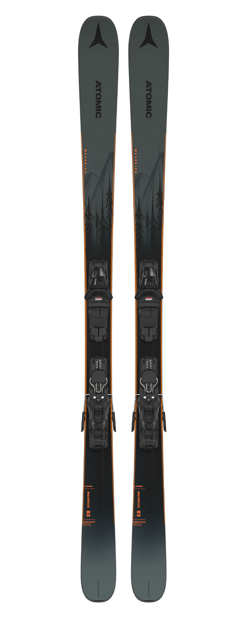Горные лыжи с креплениями ATOMIC MAVERICK 83 + M 10 GW Metallic Green /Black/Orange