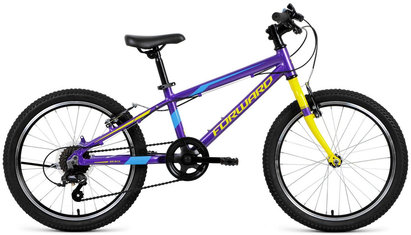 Велосипед Forward Rise 20 2.0 2020 фиолетовый/желтый