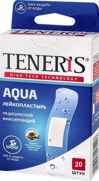 Пластырь Teneris 2021 Aqua Silver бактерицидный с ионами серебра на прозрачной полимерной основе 20 шт