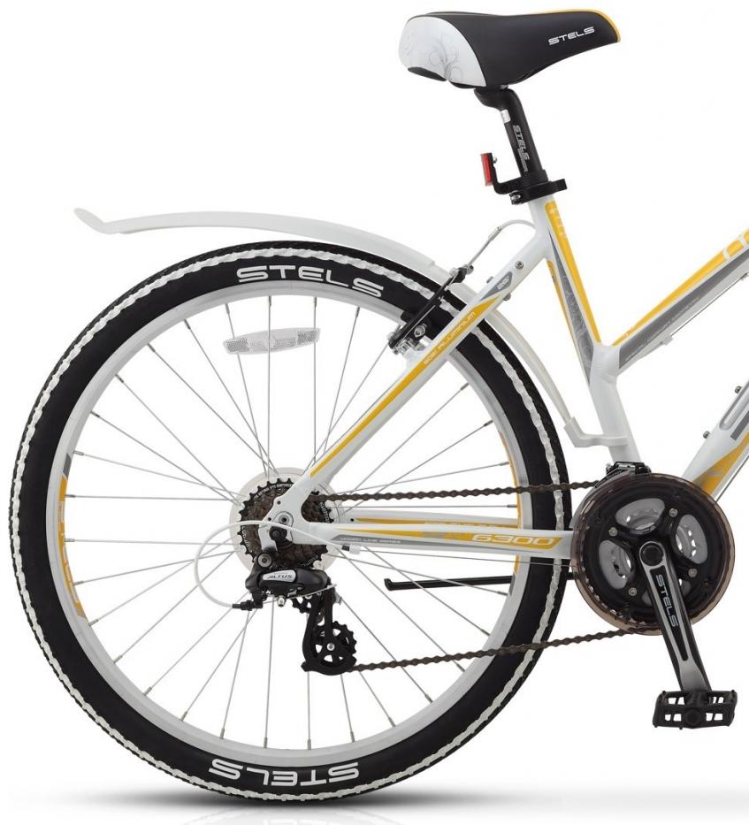 Велосипед Stels Miss 6300 V 26 2020 Белый/Серый/Желтый