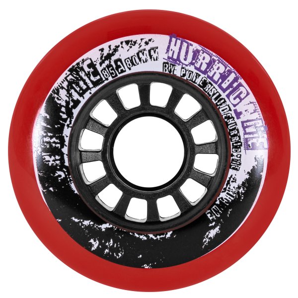 Комплект колёс для роликов Powerslide Hurricane 80/85A, 4-pack Black/red