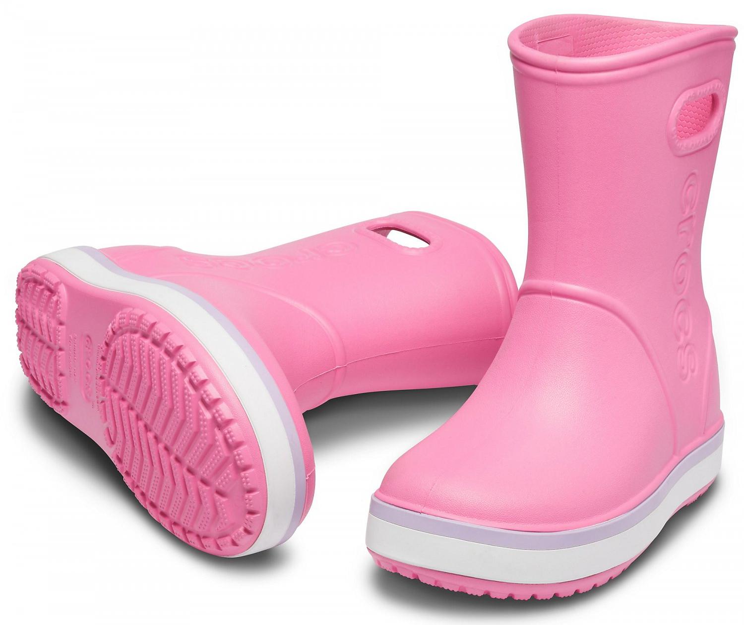 Сапоги резиновые Crocs Crocband Rain Boot Pink Lemonade/Lavender