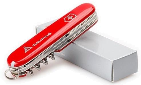 Нож Victorinox Camper, 91 мм, 13 функций, с логотипом &quot;Camping&quot; красный