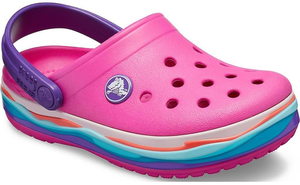 Сандалии Crocs Crocband Wavy Band Clog K Neon Magenta