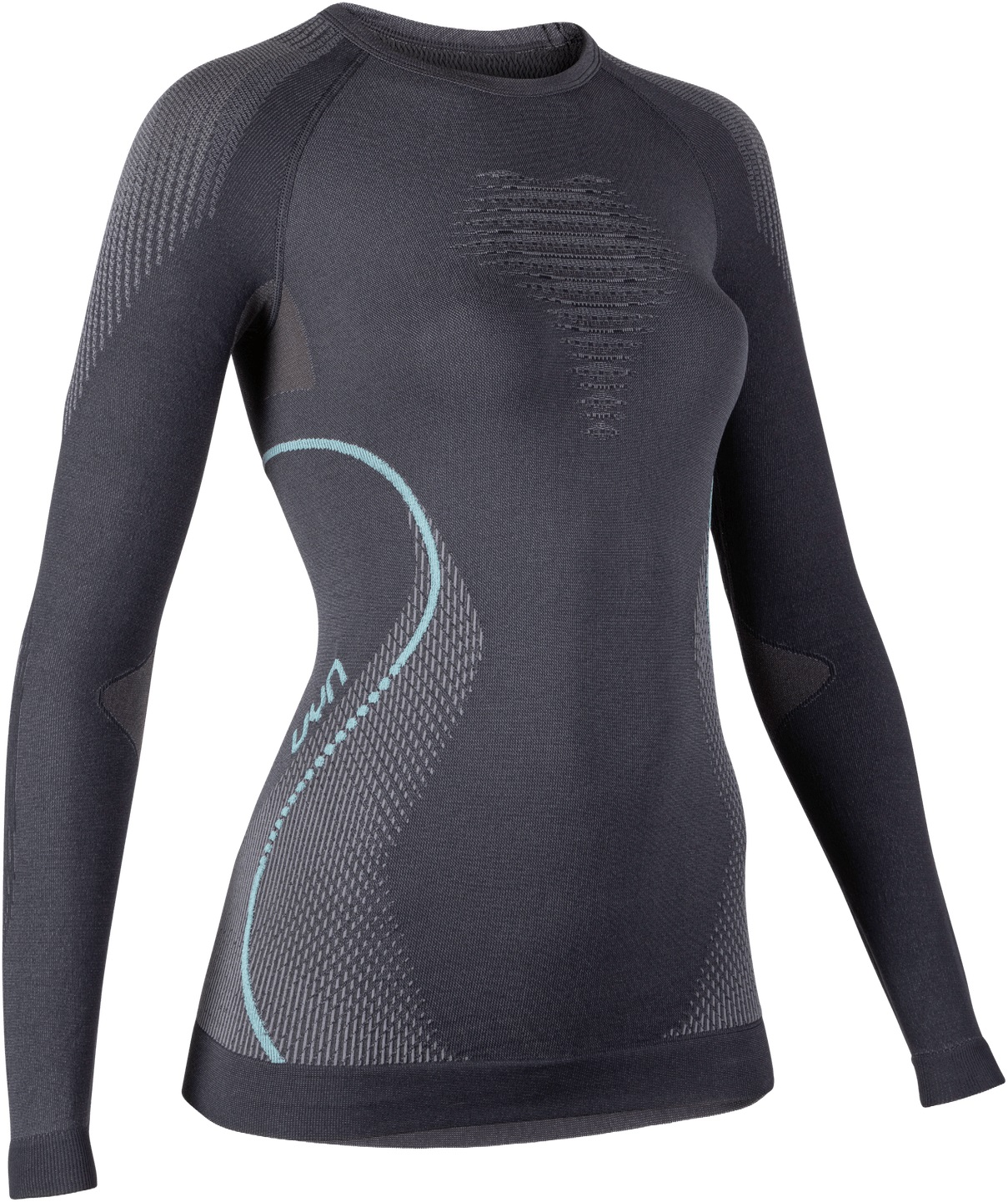 Футболка с длинным рукавом UYN Evolutyon Underwear Shirt Long Sleeves Charcoal/Anthracite/Aqua