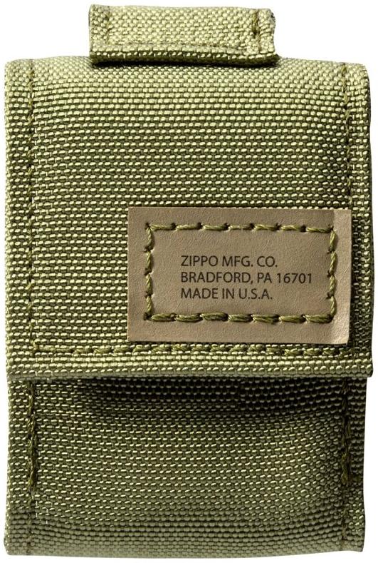 Подарочный набор Zippo зажигалка Black Crackle и зелёный чехол в подарочной коробке черный