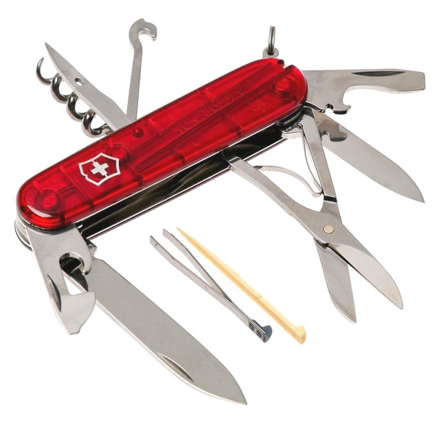 Нож Victorinox Climber, 91 мм, 14 функций Полупрозрачный Красный