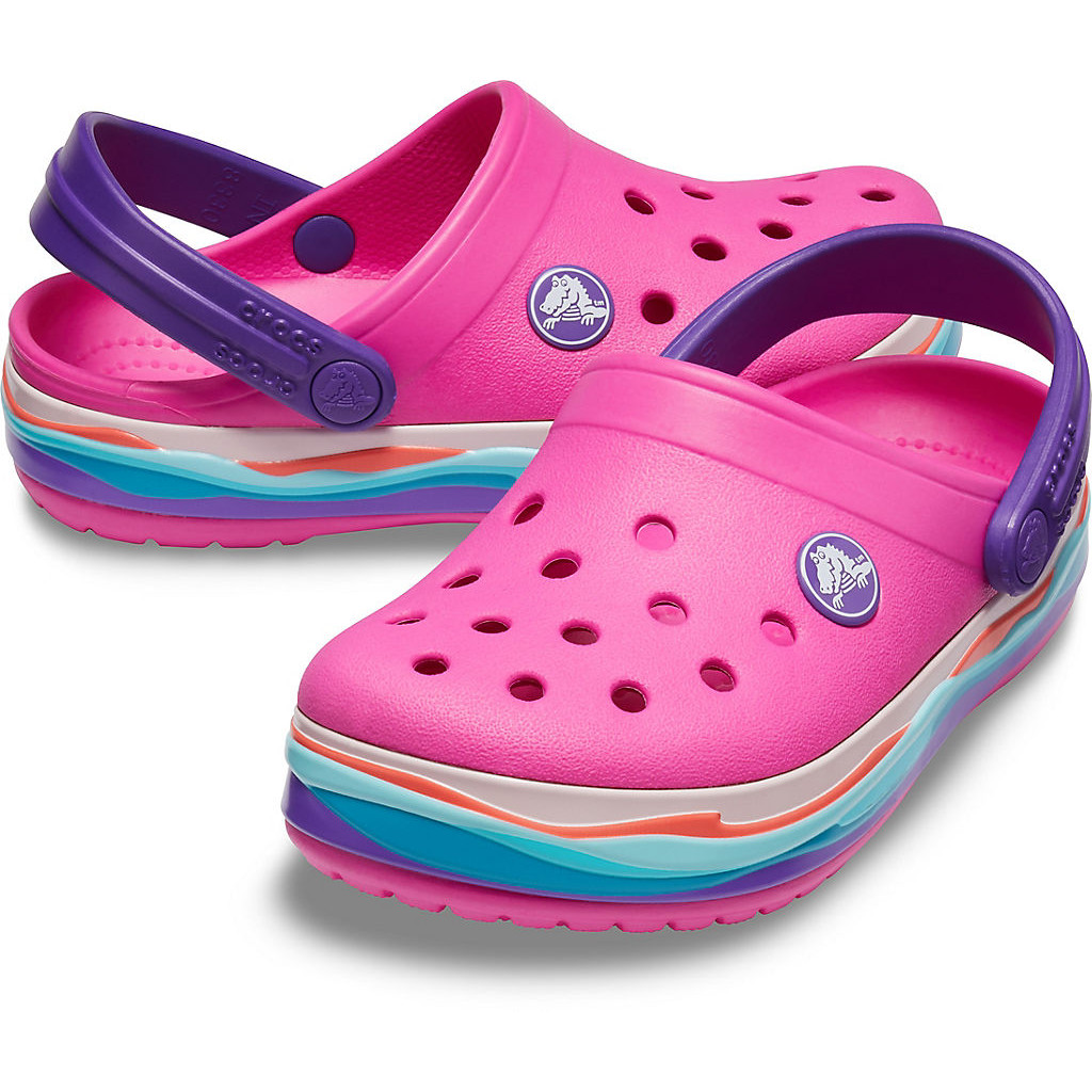 Сандалии Crocs Crocband Wavy Band Clog K Neon Magenta