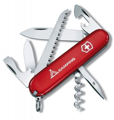 Нож Victorinox Camper, 91 мм, 13 функций, с логотипом &quot;Camping&quot; красный