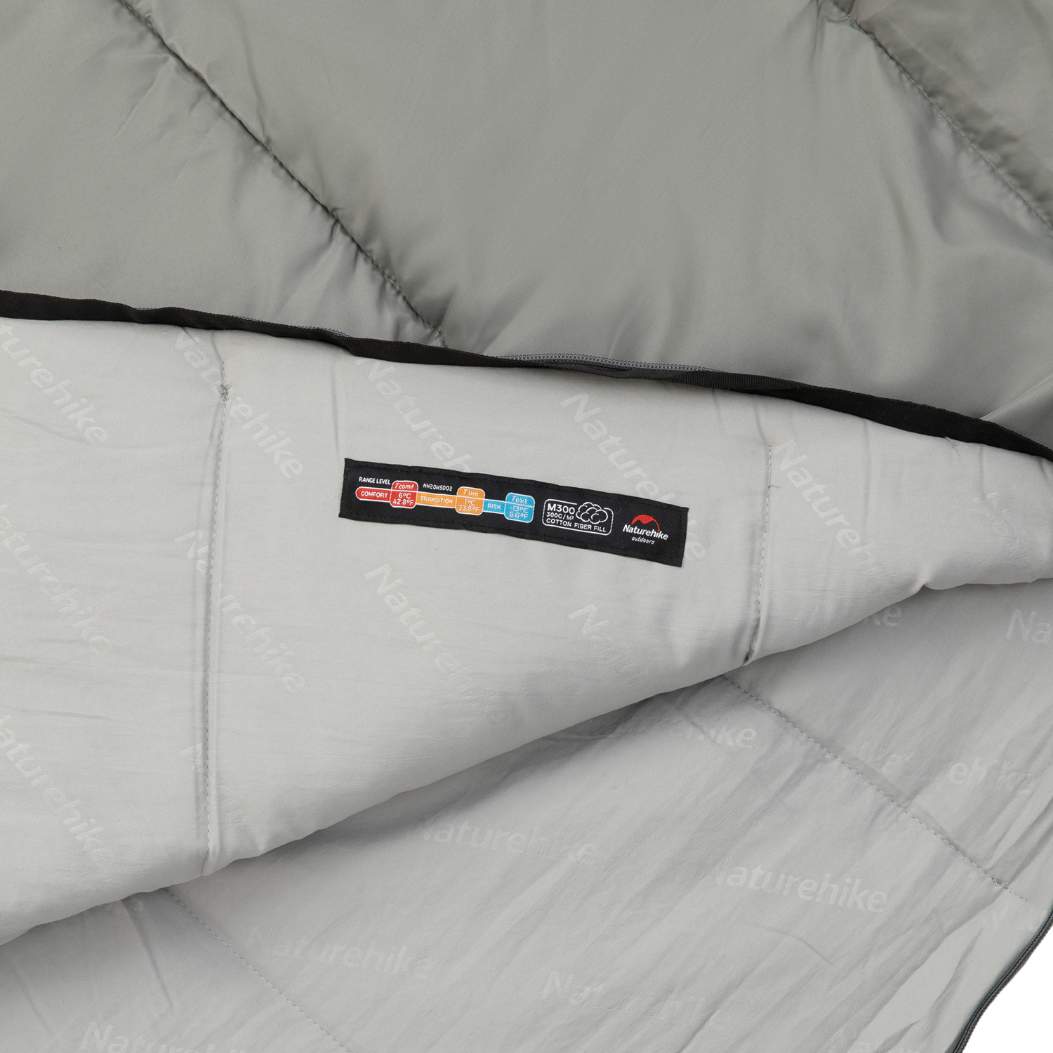 Спальник Naturehike Envelop Washable Cotton Sleeping Bag With Hood M300 Right Zipper Grey
