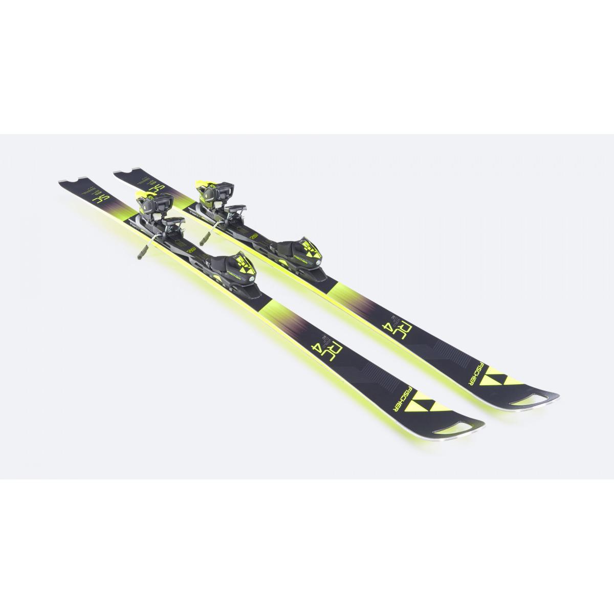 Горные лыжи с креплениями Fischer 2018-19 RC4 WC SC RACETRACK YELLOW BASE \ RC4 Z12 GW POWERRAIL BRAKE 85 [F] черн./син./желт.