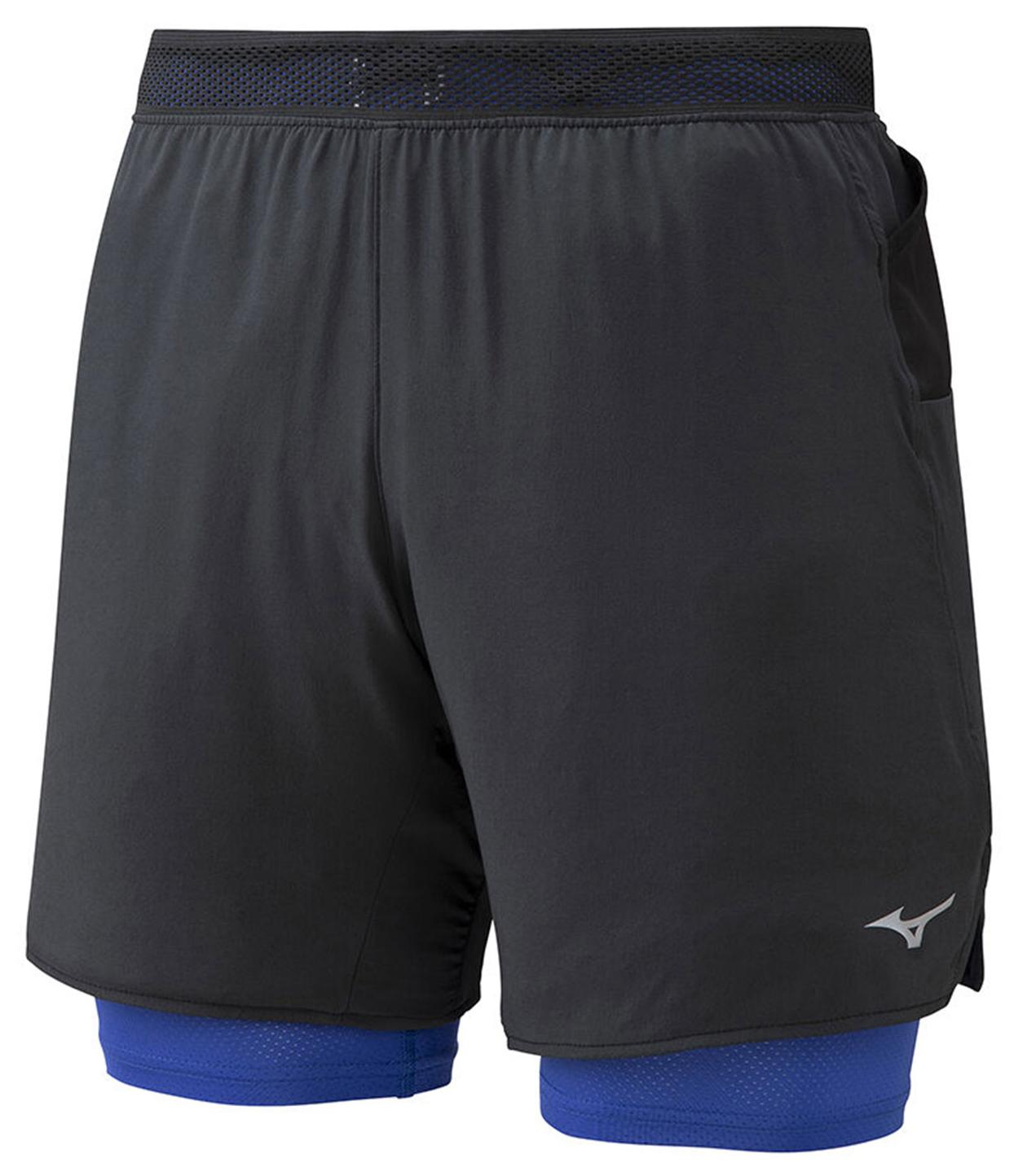 Шорты беговые Mizuno ER 7.5 2in1 Short черный/синий