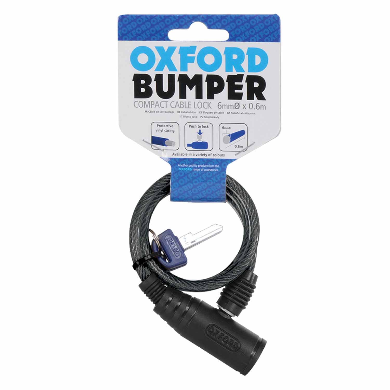 Замок велосипедный Oxford Bumper Cable lock 600mmх6mm OF02