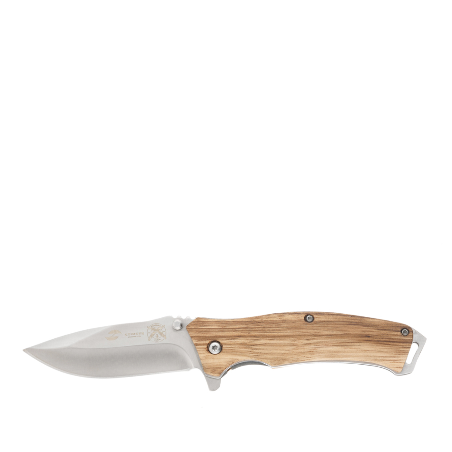 Нож Stinger Knives 110 мм рукоять дерево/сталь Серебристый/Светло-Коричневый