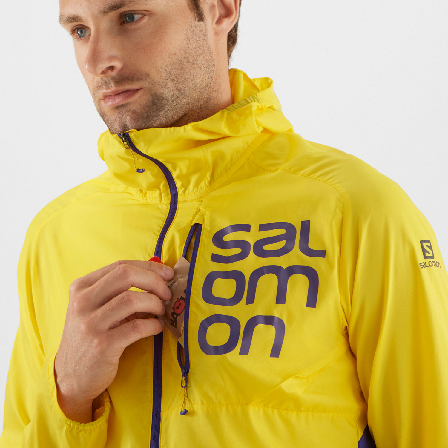 Куртка беговая SALOMON Bonatti Cross Fz Empire Yellow/Deep Blue