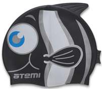 Шапочка для плавания Atemi 2022 Рыбка+ Черный