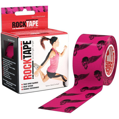 Кинезиотейп Rocktape Design, 5см X 5м Розовый череп