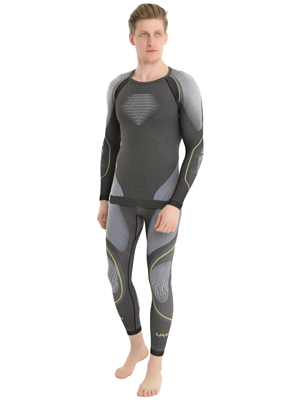 Брюки UYN Evolutyon Underwear Pant Long Melange Anthracite melange/Blue/Yellow Shiny