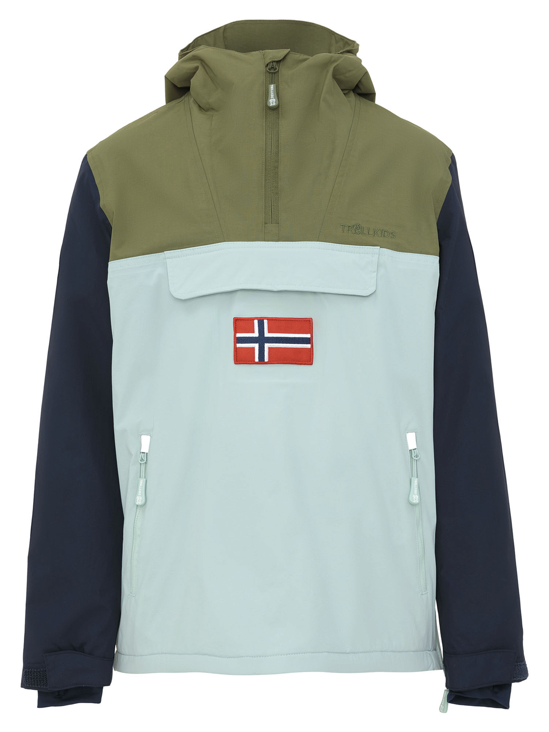 Куртка детская Trollkids Kirkenes Anorak Dusky Olive/Navy/Frosty Mint