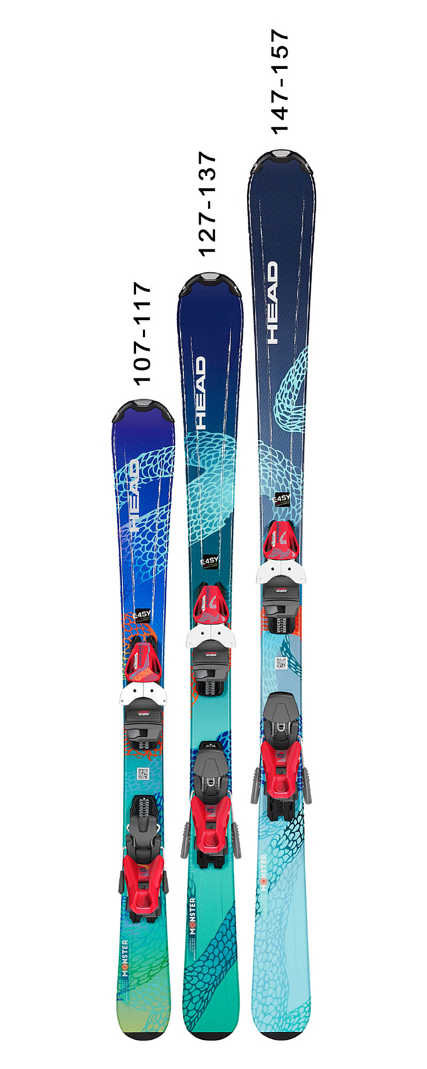 Горные лыжи с креплениями HEAD Monster Easy JRS (117-157)+JRS 7.5 GW CA BR 78 [H] Multi colored