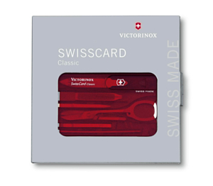 Мультиинструмент Victorinox Swiss Card Classic, 10 функций полупрозрачный красный