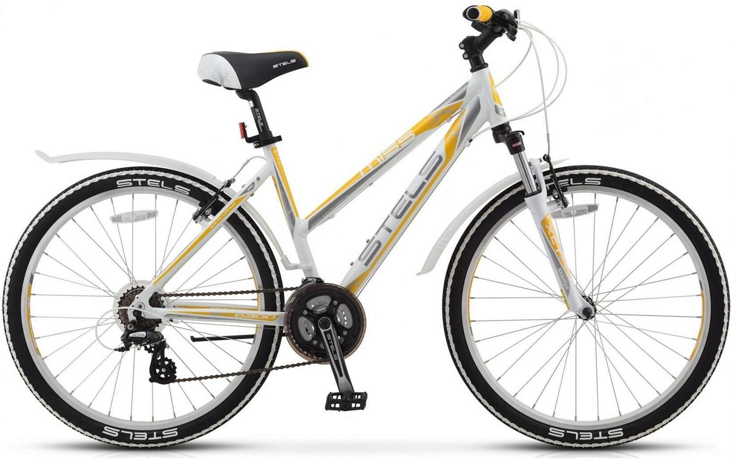 Велосипед Stels Miss 6300 V 26 2020 Белый/Серый/Желтый