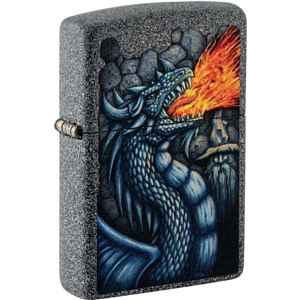 Зажигалка Zippo Fiery Dragon Серый-Матовый