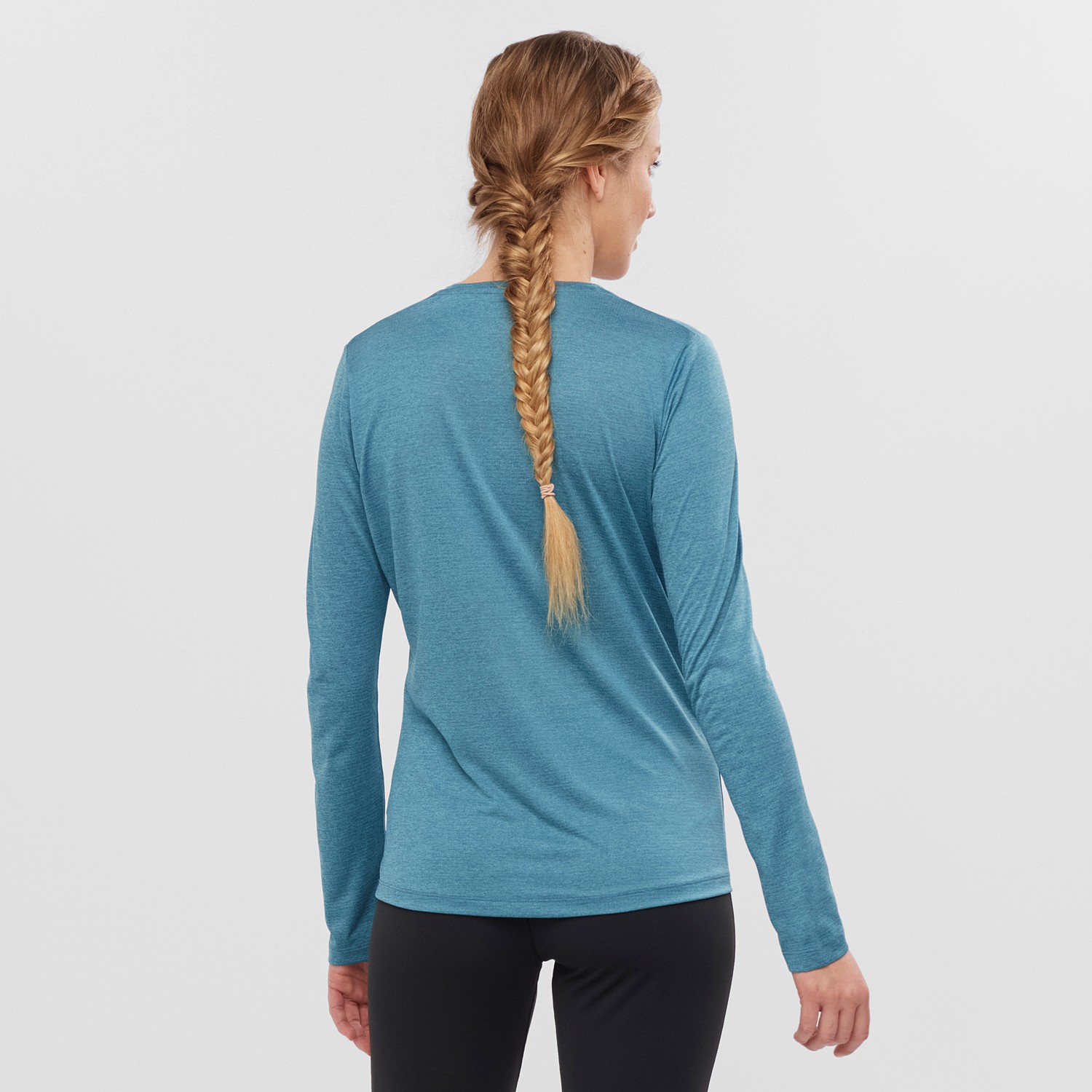 Футболка с длинным рукавом беговая SALOMON Agile Long Sleeve Tee W Mallard Blue/Storm Blue/Heather