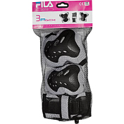 Комплект защиты Fila 2021 FP JUNIOR G GEAR 3-предмета (колени, локти, запястья) черно-серый
