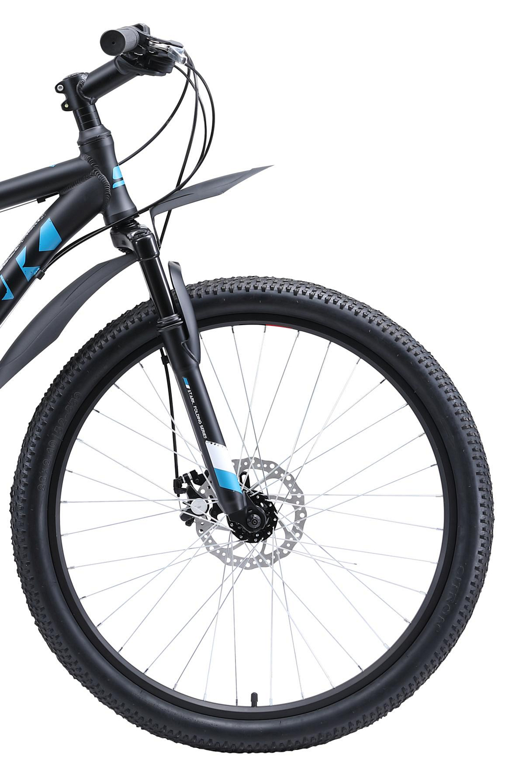 Велосипед Stark Indy 26.1 D Microshift 2020 черный/голубой/белый