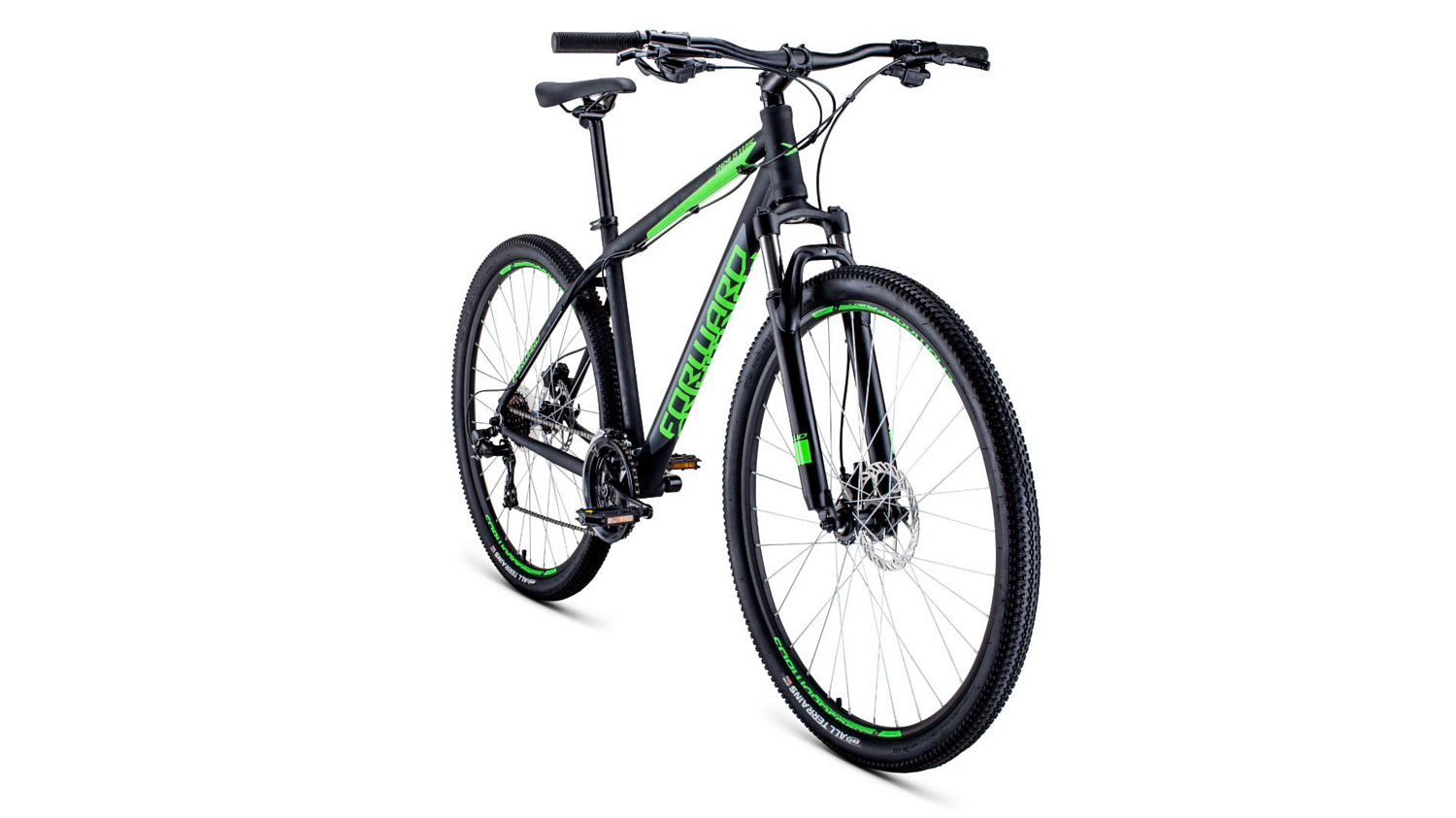 Велосипед Forward Apache 29 3.0 Disc 2020 черный/светло-зеленый