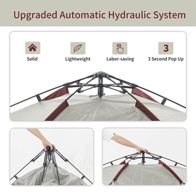 Палатка кемпинговая Naturehike Automatic Tent For 4 People Grey/Red