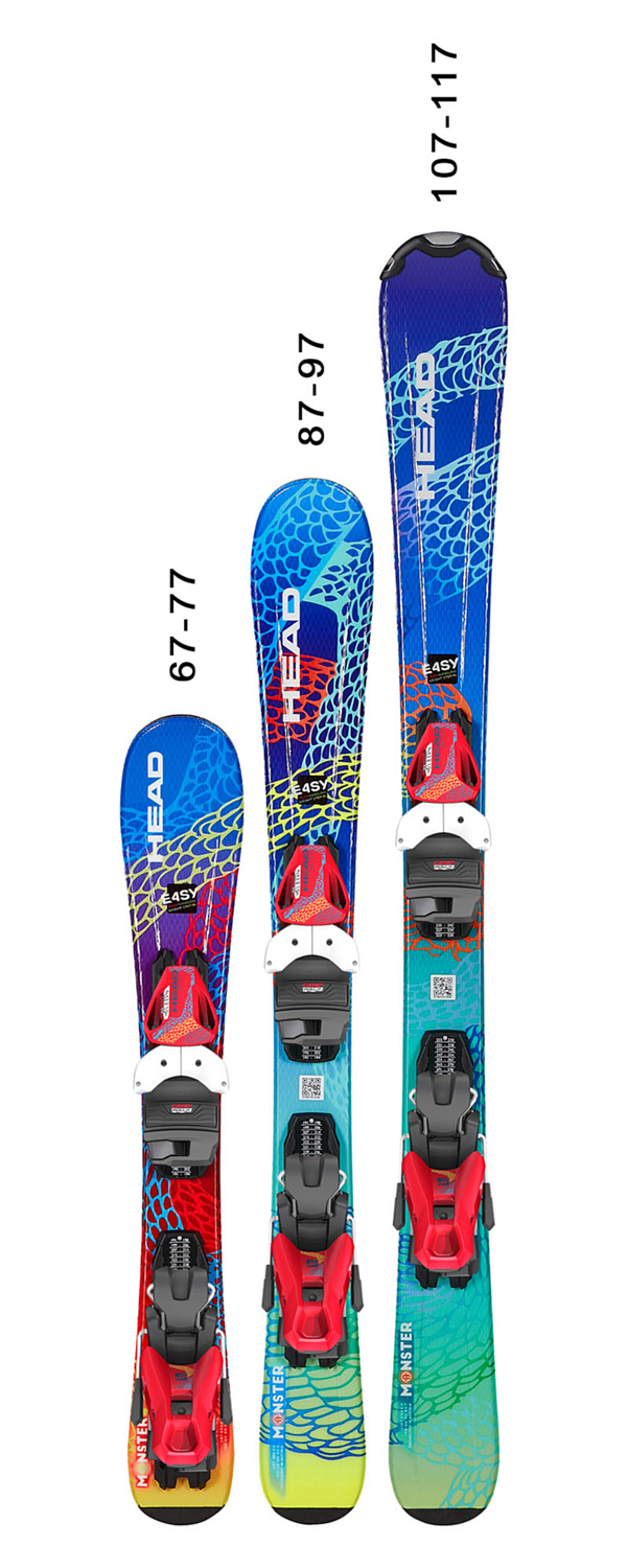 Горные лыжи с креплениями HEAD Monster Easy JRS (67-117)+JRS 4.5 GW CA BR 80 [I] Multi colored