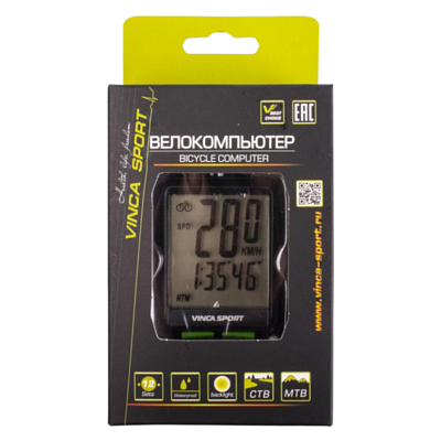 Велокомпьютер Vinca Sport 12 функций Black/Green