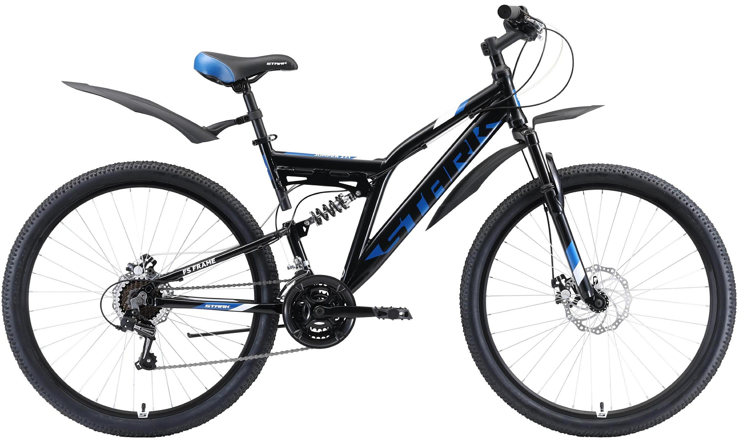 Велосипед Stark Jumper 27.1 FS D 2020 черный/голубой/белый