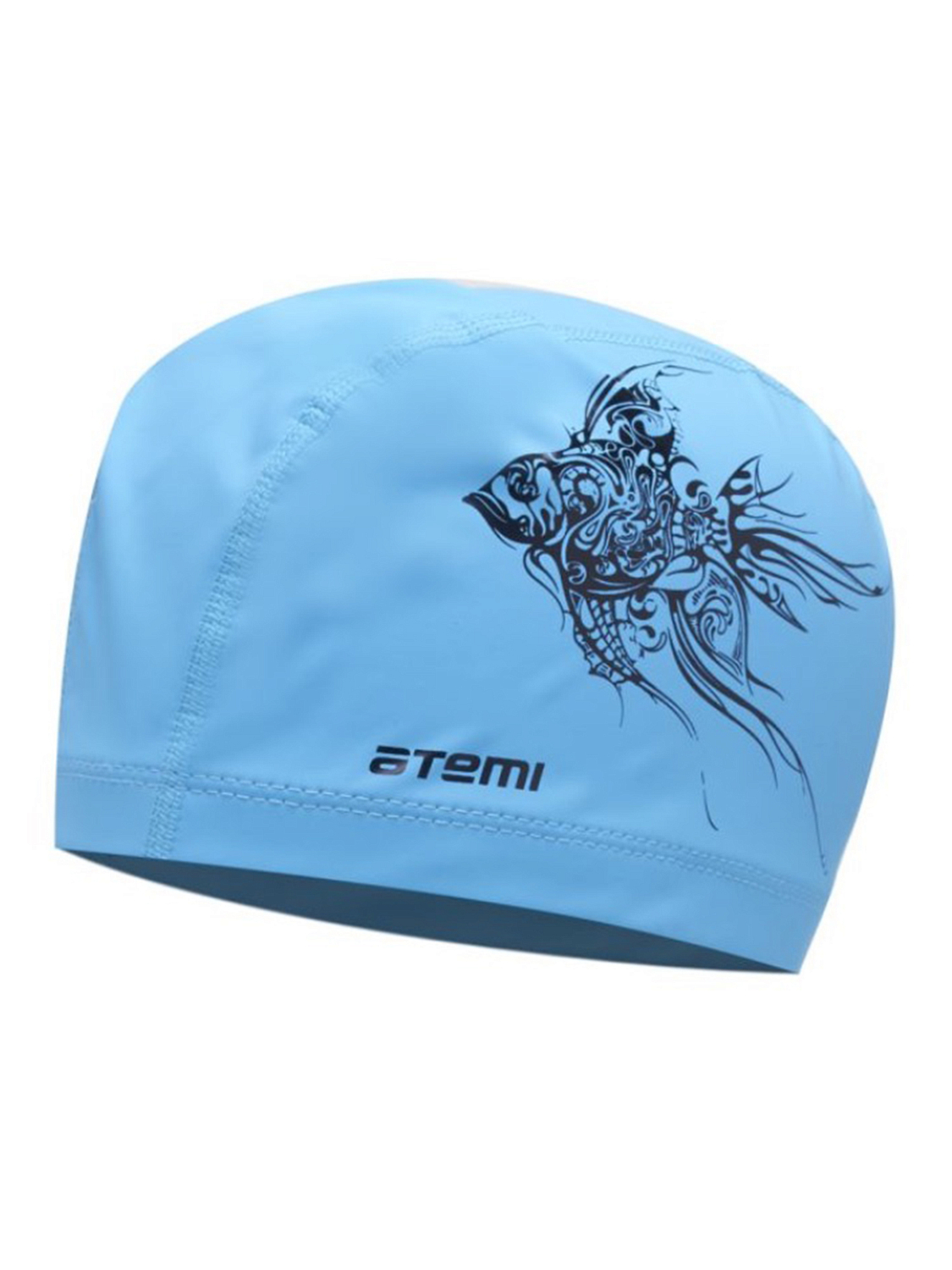 Шапочка для плавания Atemi тканевая с ПУ покрытием Голубой/Принт