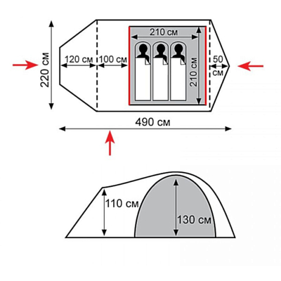 Палатка Tramp Cave 3 (V2) Grey