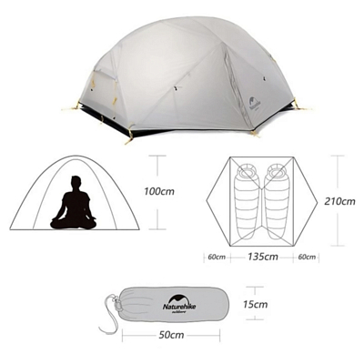 Палатка Naturehike Mongar 2 Light Grey/Dark Green