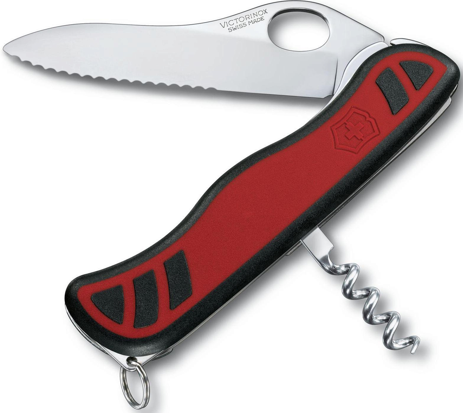 Нож Victorinox Sentinel One Hand, 111 мм, 3 функции, с фиксатором красный с чёрным