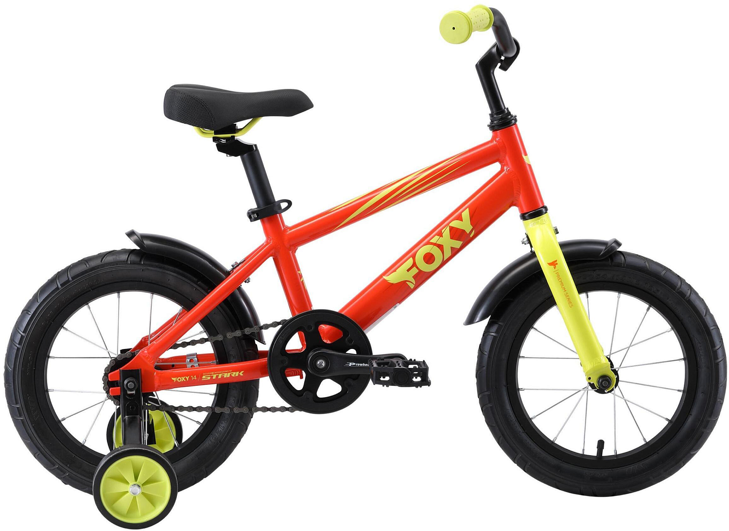 Велосипед Stark Foxy 14 2021 оранжевый/зелёный