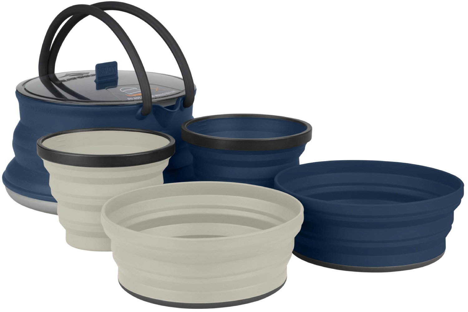 Набор посуды Sea To Summit X-Set: 12 5pc X-Kettle 2.2L/2 X-Bowl/2 X-Mug Navy Kettle/Navy Bowl & Mug/Sand Bowl & Mug