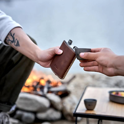 Фляжка Mobi Garden Leather Cover Titanium