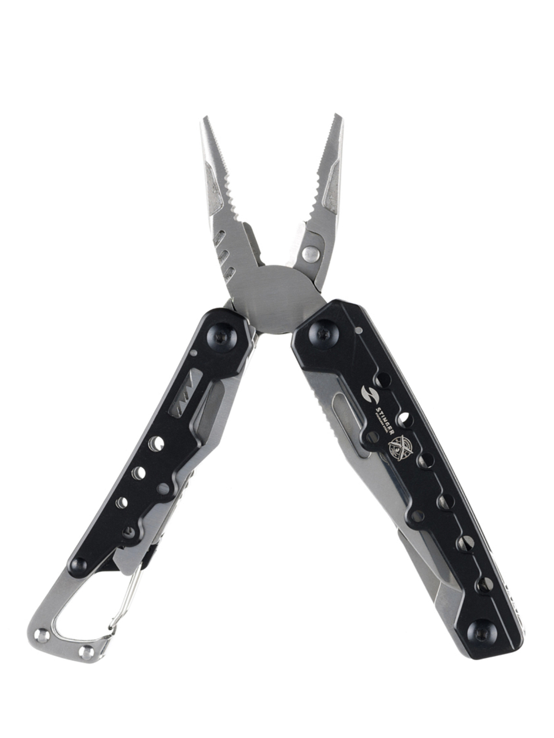 Мультиинструмент Stinger Knives 105x40 мм 12 функций сталь Чёрно ...