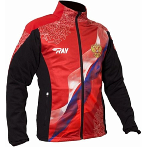 Куртка беговая RAY 2018-19 PRO RACE принт красный, флаг РФ
