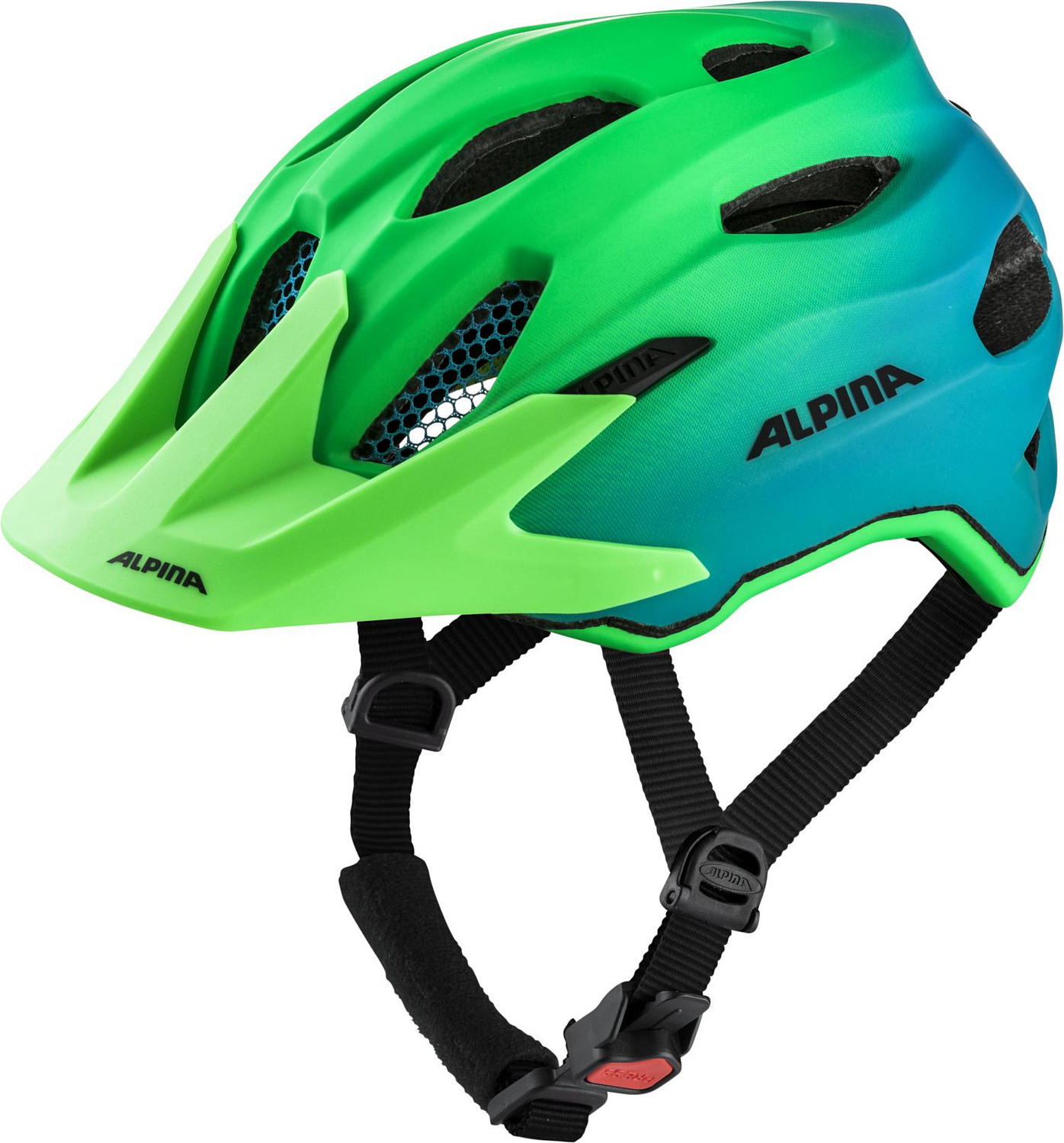 Велошлем Alpina 2021 Carapax Jr. Flash Green/Blue Matt
