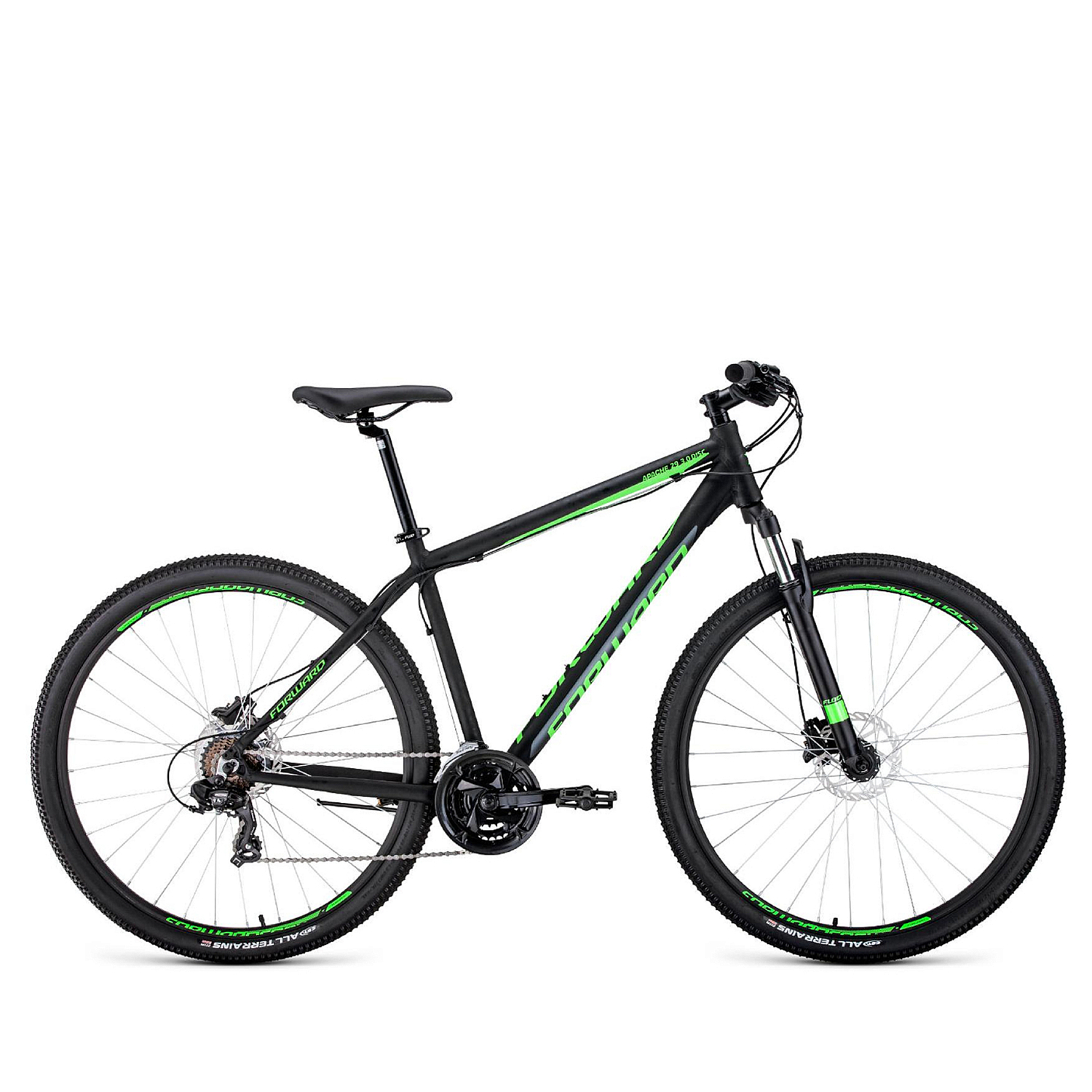 Велосипед Forward Apache 29 3.0 Disc 2020 черный/светло-зеленый