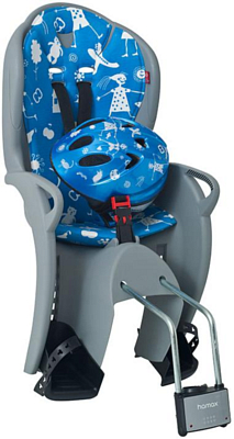 Детское велокресло Hamax 2021 Kiss Safety Package & Helmet Medium Grey/Light Blue