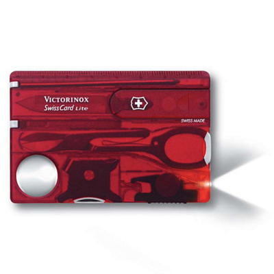 Мультиинструмент Victorinox Swiss Card Lite, 13 функций Полупрозрачный Красный